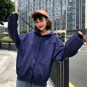 Jackets Women Single Breasted Hooded Simple All-match Korean Style Leisure Daily Loose Jacket Womens Trendy Ulzzang Outerwear