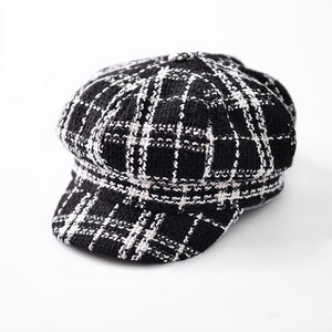 Women Newsboy Cap Autumn Winter Black White Felt Hats For Men Women Vintage Thick Octagonal Cap Female Casual Boina