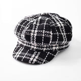 Women Newsboy Cap Autumn Winter Black White Felt Hats For Men Women Vintage Thick Octagonal Cap Female Casual Boina