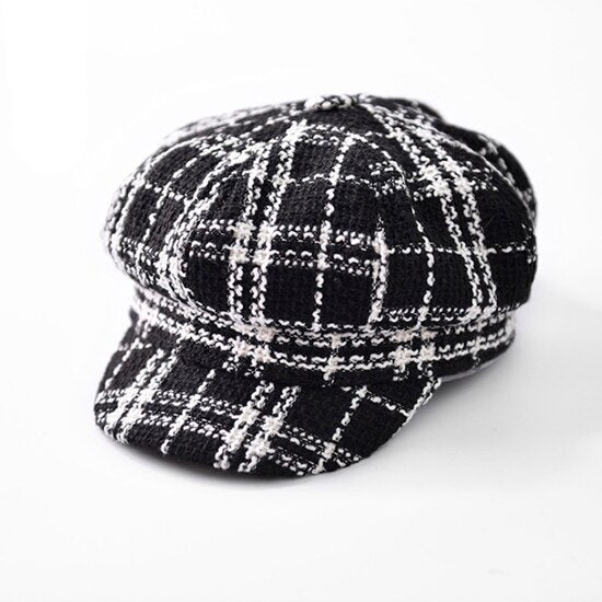 Women Newsboy Cap Autumn Winter Black White Felt Hats For Men Women Vintage Thick Octagonal Cap Female Casual Boina