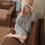 Women Winter Huge Warm Hooded Coat Pocket Solid Hoodies Outdoor Indoor Soft Comfy Sweatshirt Fleece Cotton Blanket for Men Women