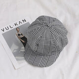 MISSKY emale Art Octagonal Hat Autumn Winter Women Vintage Beret Cap Cabbie Flat Peaked Hat Plaid Beret Retro British Hat