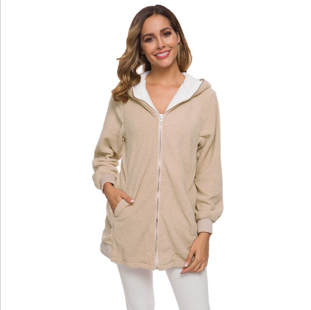 Jacket Women's Autumn And Winter Lambswool Coat Soft Color Big Size 5xl Coats Warm New Designer Casual Jackets With Hood Outwear