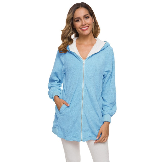 Jacket Women's Autumn And Winter Lambswool Coat Soft Color Big Size 5xl Coats Warm New Designer Casual Jackets With Hood Outwear