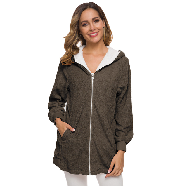 Jacket Women's Autumn And Winter Lambswool Coat Soft Color Big Size 5xl Coats Warm New Designer Casual Jackets With Hood Outwear