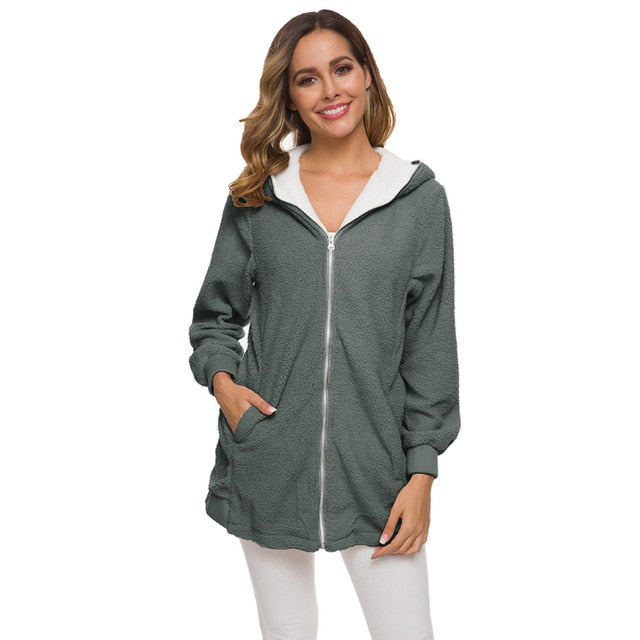 Jacket Women's Autumn And Winter Lambswool Coat Soft Color Big Size 5xl Coats Warm New Designer Casual Jackets With Hood Outwear