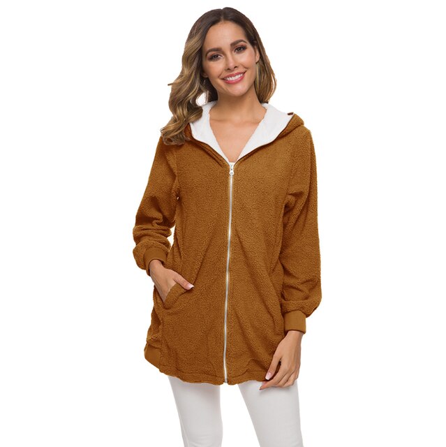 Jacket Women's Autumn And Winter Lambswool Coat Soft Color Big Size 5xl Coats Warm New Designer Casual Jackets With Hood Outwear
