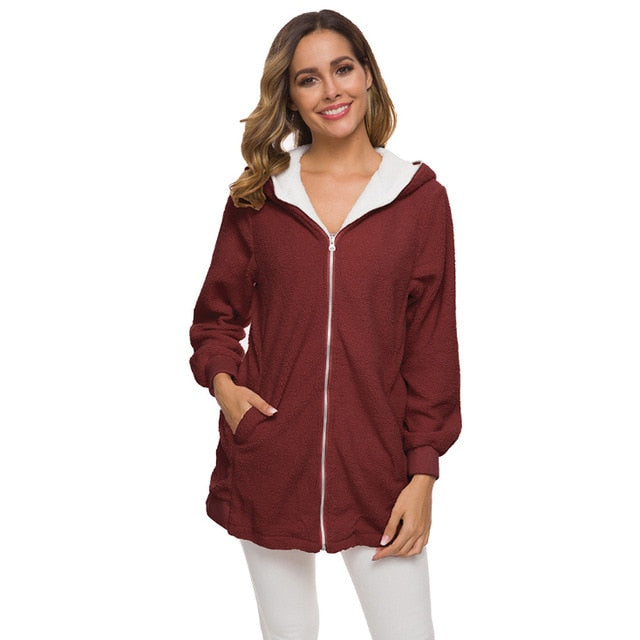 Jacket Women's Autumn And Winter Lambswool Coat Soft Color Big Size 5xl Coats Warm New Designer Casual Jackets With Hood Outwear