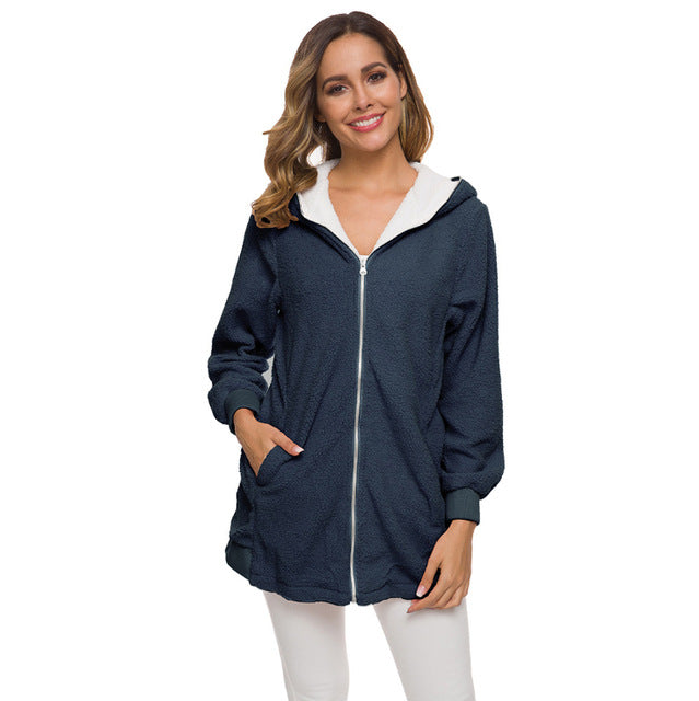 Jacket Women's Autumn And Winter Lambswool Coat Soft Color Big Size 5xl Coats Warm New Designer Casual Jackets With Hood Outwear