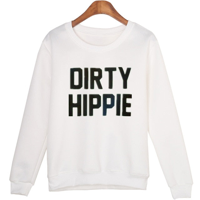 YEMUSEED DIRTY HIPPIE Printed Harajuku Pullovers Women Black White XL Size Plus Sweatshirts Lady Hoodies Tops moletom WMH68