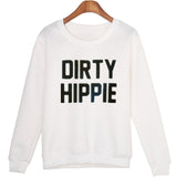 YEMUSEED DIRTY HIPPIE Printed Harajuku Pullovers Women Black White XL Size Plus Sweatshirts Lady Hoodies Tops moletom WMH68