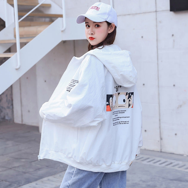 Spring Jacket Women Oversized Cartoon Lovers Loose Coat Harajuku Plus Size Basic Baseball Jackets Female Windbreaker Autumn New