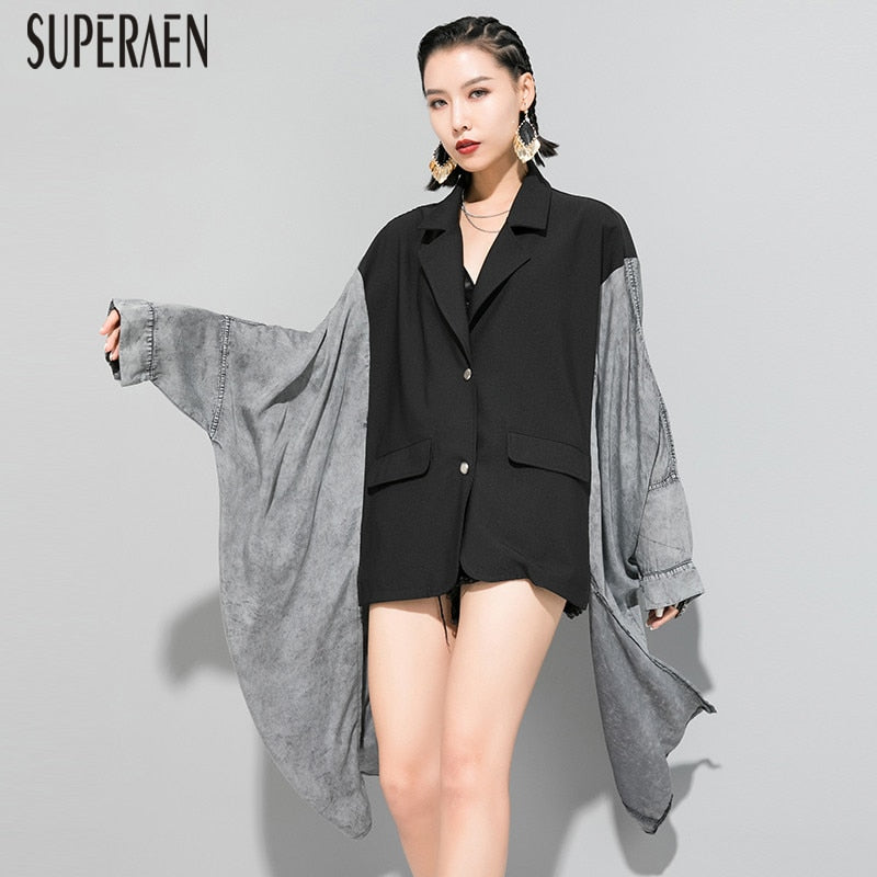 SuperAen Europe Fashion Suit Jackets Women 2020 Spring New Wild Pluz Size Jackets Female Bat Sleeve Casual Women Clothing