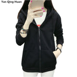 New Solid color Hoodies 2020 fashion autumn and winter Sweatshirts women plus cashmere zipper loose Sweatshirts tops