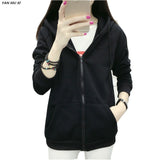 New Solid color Hoodies 2020 fashion autumn and winter Sweatshirts women plus cashmere zipper loose Sweatshirts tops