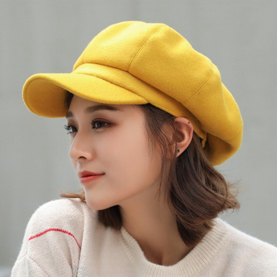 Winter Hats for Women Solid Plain Octagonal Newsboy Cap Men Ladies Casual Wool Hat Winter Beret Women Painter Cap