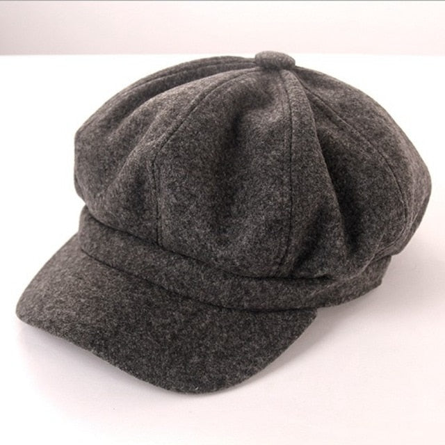 Winter Hats for Women Solid Plain Octagonal Newsboy Cap Men Ladies Casual Wool Hat Winter Beret Women Painter Cap