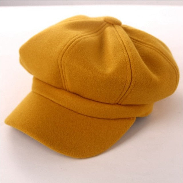Winter Hats for Women Solid Plain Octagonal Newsboy Cap Men Ladies Casual Wool Hat Winter Beret Women Painter Cap