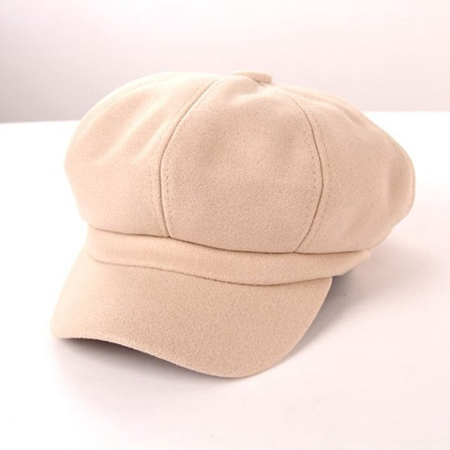 Winter Hats for Women Solid Plain Octagonal Newsboy Cap Men Ladies Casual Wool Hat Winter Beret Women Painter Cap
