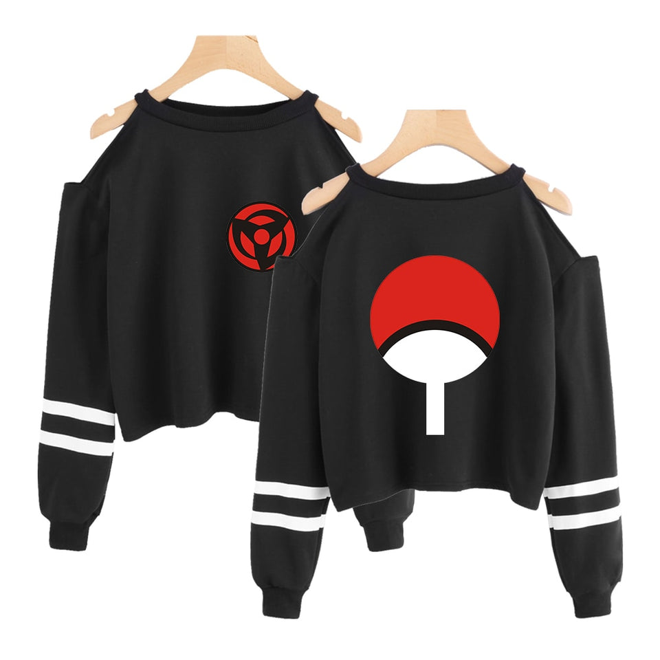 Naruto Sweatshirt short Sweatshirts off-shoulder top Fashion short sexy Ninjia Hip Hop Harajuku cropped hoodies for women