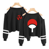 Naruto Sweatshirt short Sweatshirts off-shoulder top Fashion short sexy Ninjia Hip Hop Harajuku cropped hoodies for women