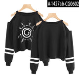 Naruto Sweatshirt short Sweatshirts off-shoulder top Fashion short sexy Ninjia Hip Hop Harajuku cropped hoodies for women