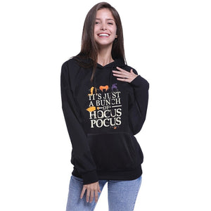 Women Casual Hocus Pocus Printed Halloween Hoodies Women Black Long Sleeve Sweatshirt Autumn Winter Pullover Hoodies