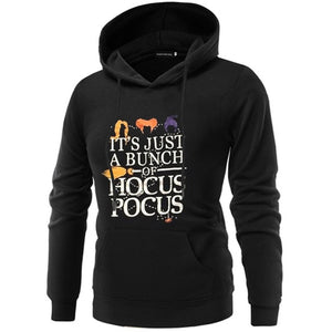 Women Casual Hocus Pocus Printed Halloween Hoodies Women Black Long Sleeve Sweatshirt Autumn Winter Pullover Hoodies