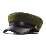 New Black Hat Winter Cap PU leather Octagonal Hats for Women  flat military Button Caps Casual Flat Cap Women Berets Hat gorras