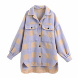 Withered BTS england high street vintage plaid oversize boyfriend shirt jacket women casaco feminino jaqueta feminina coat tops
