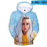 Print American singer Billie Eilish 3D Hoodies Sweatshirts Women Men Fashion Hip Hop Hoodies Billie Eilish Sweatshirts 3D Hoodie