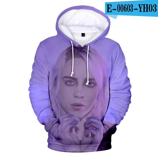 Print American singer Billie Eilish 3D Hoodies Sweatshirts Women Men Fashion Hip Hop Hoodies Billie Eilish Sweatshirts 3D Hoodie