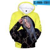 Print American singer Billie Eilish 3D Hoodies Sweatshirts Women Men Fashion Hip Hop Hoodies Billie Eilish Sweatshirts 3D Hoodie