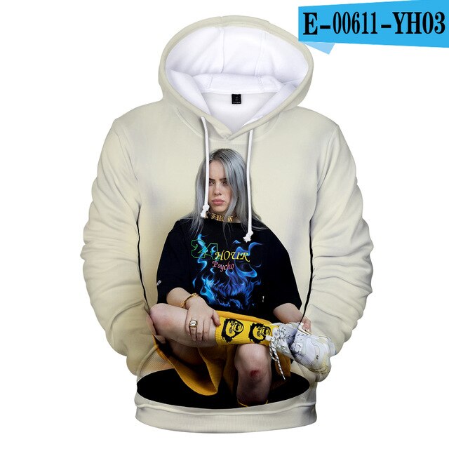 Print American singer Billie Eilish 3D Hoodies Sweatshirts Women Men Fashion Hip Hop Hoodies Billie Eilish Sweatshirts 3D Hoodie