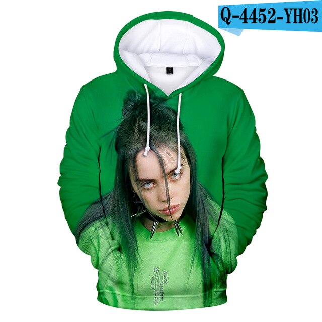 Print American singer Billie Eilish 3D Hoodies Sweatshirts Women Men Fashion Hip Hop Hoodies Billie Eilish Sweatshirts 3D Hoodie