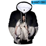 Print American singer Billie Eilish 3D Hoodies Sweatshirts Women Men Fashion Hip Hop Hoodies Billie Eilish Sweatshirts 3D Hoodie