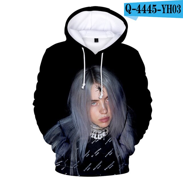 Print American singer Billie Eilish 3D Hoodies Sweatshirts Women Men Fashion Hip Hop Hoodies Billie Eilish Sweatshirts 3D Hoodie
