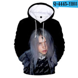 Print American singer Billie Eilish 3D Hoodies Sweatshirts Women Men Fashion Hip Hop Hoodies Billie Eilish Sweatshirts 3D Hoodie