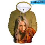 Print American singer Billie Eilish 3D Hoodies Sweatshirts Women Men Fashion Hip Hop Hoodies Billie Eilish Sweatshirts 3D Hoodie