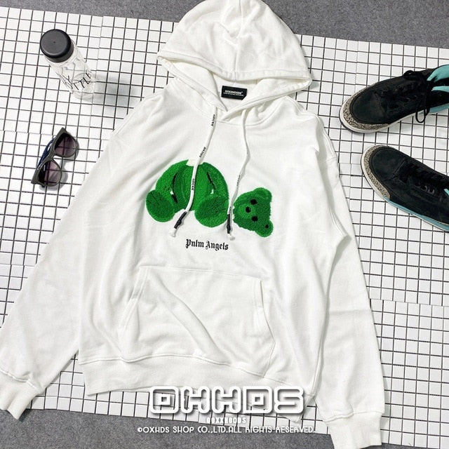 New  lovely youth 3D flocking bear thin couple Hoodie overage