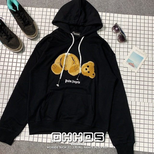 New  lovely youth 3D flocking bear thin couple Hoodie overage