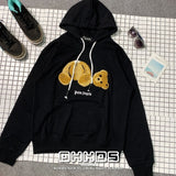 New  lovely youth 3D flocking bear thin couple Hoodie overage