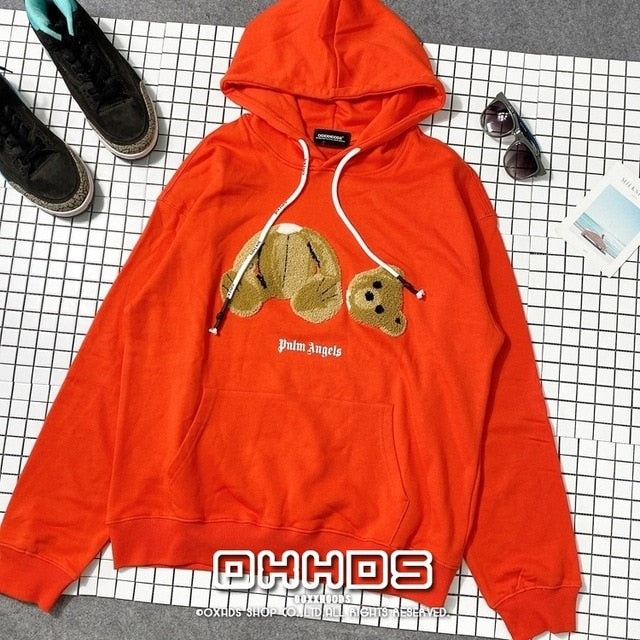 New  lovely youth 3D flocking bear thin couple Hoodie overage