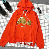 New  lovely youth 3D flocking bear thin couple Hoodie overage