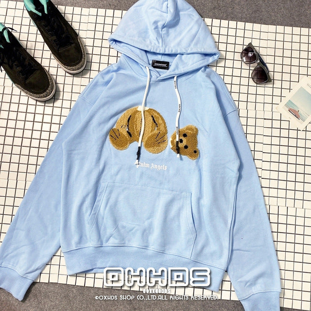 New  lovely youth 3D flocking bear thin couple Hoodie overage