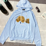 New  lovely youth 3D flocking bear thin couple Hoodie overage