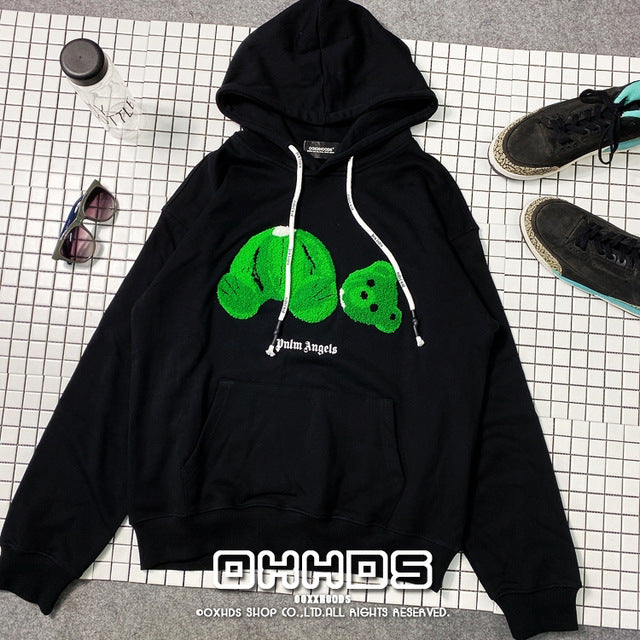 New  lovely youth 3D flocking bear thin couple Hoodie overage
