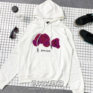 New  lovely youth 3D flocking bear thin couple Hoodie overage
