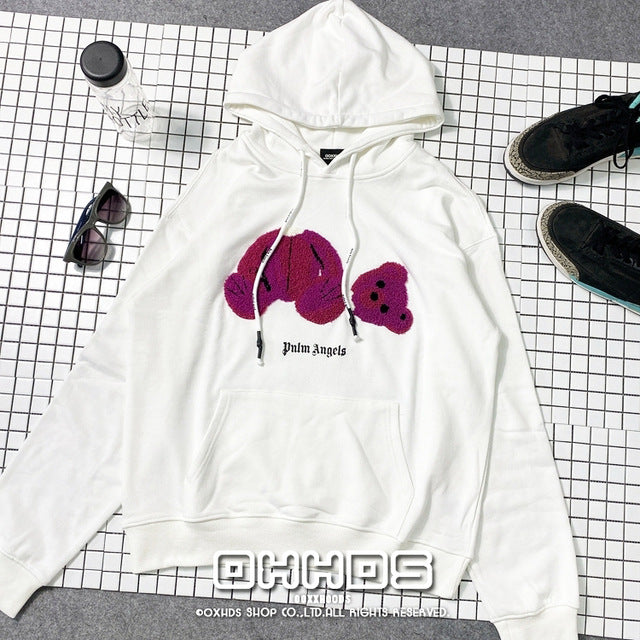 New  lovely youth 3D flocking bear thin couple Hoodie overage