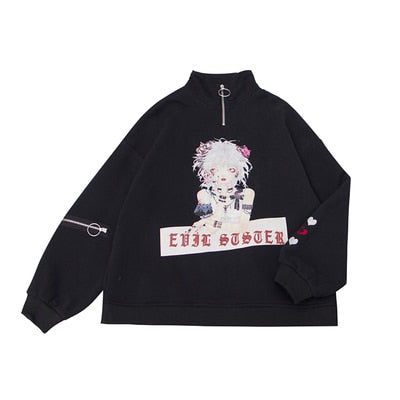 Princess sweet lolita hoodies Autumn and winter original street hand-painted chic stand collar hoodies fashion women LG007